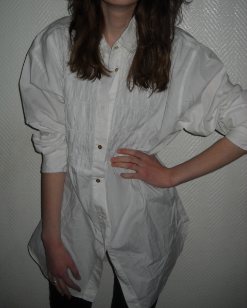 Vintage Boyfriend Long Bluse Hemd Shirt weiß creme Oversized Tunika gesmogt XS S M L 34 36 38 40