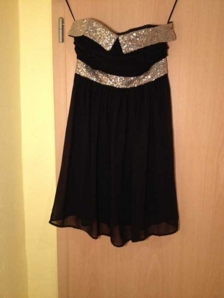 NEU Vila abiballkleid partykleid Abendkleid schwarz Gold Pailletten mit Etikett Größe S