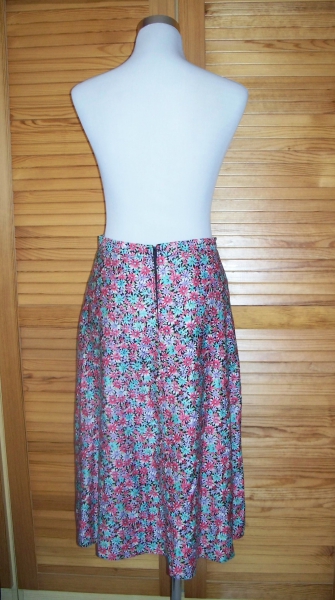 VINTAGE// Midirock aus Baumwolle gemustert mit bunten Blumen Uni Gr. 36/ 38