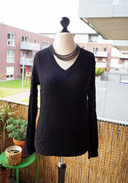 Pullover // Tommy Hilfiger // schwarz // Zopfmuster // Baumwolle