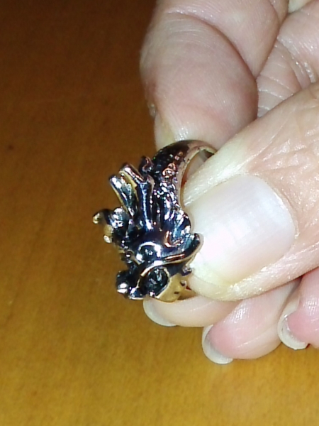Silberfarbener Ring mit Drache