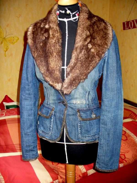 Esprit EDC Jeansjacke Blazer mit Fellkragen