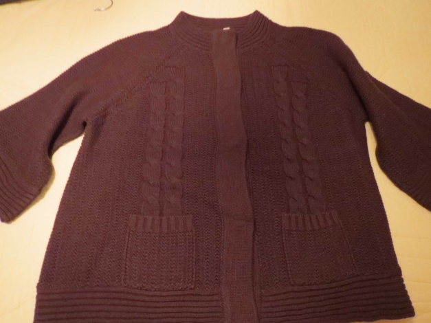 Strickjacke, braun, mit 3/4 Ärmeln