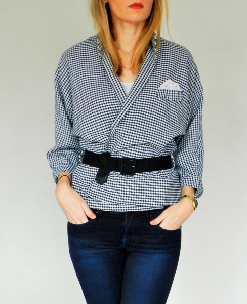 vintagejacke, jäckchen in schwarz-weiß kariert 