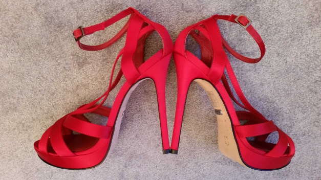  Buffalo Highheels metallicrot