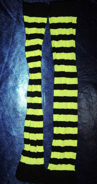 Geringelte Neon Stulpen Karneval Fasching ungetragen