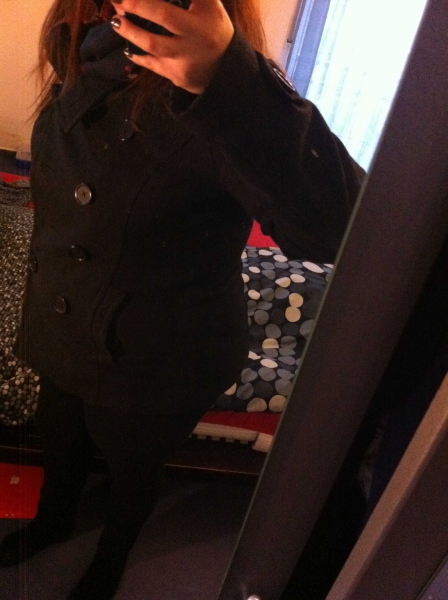 Wintermantel Gr. 44 schwarz dunkelgrau H&M