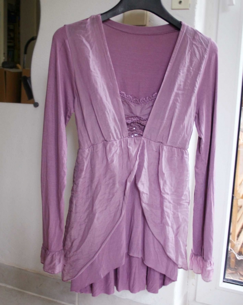 Longshirt 2-Lagen-Look flieder