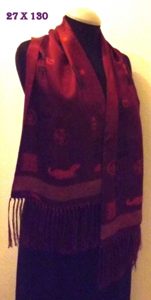 Schal 100% Seide Japan weinrot