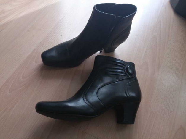 Schwarze Stiefeletten Stiefel rockabilly 40 leder / 5th Avenue