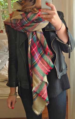 XL XXL Karo Schal Tartan Blogger Wendeschal kariert bunt rot beige NEU za ra