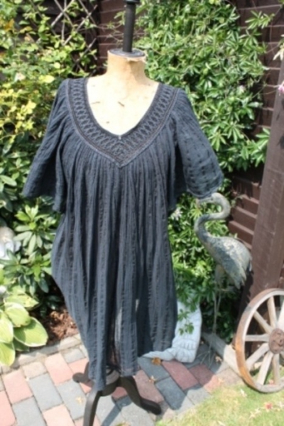 Kleid free size Gr.M/L V-Ausschnitt, Strandkleid schwarz griechisch