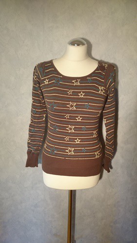 braunes Sweat mit Stern-Print