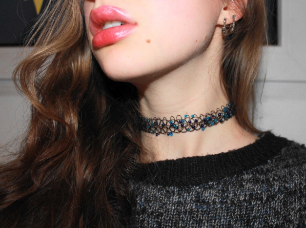 breiter TATTOO CHOCKER mit Perlen