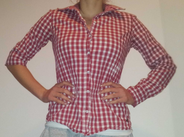 Tom Tailor rotkarierte Bluse, Gr. 34