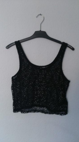 Spitze Netz Oberteil bauchfrei S blogger crop top