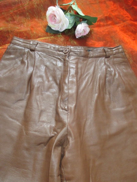 NEUw * Original VINTAGE * DESIGNER * Lamm- Leder * Karotten- Style * Hose * Gr. 36/ S * cognac- braun *
