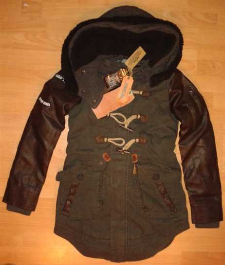 Khujo Damen Parka Mantel Havanna Fake Leather Mix With Inner Jacket M :: Kleiderkorb.de