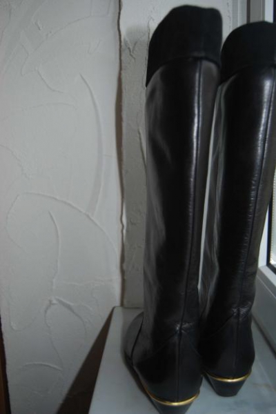 Leder schwarze Stiefel Boots Schuhe Trendi