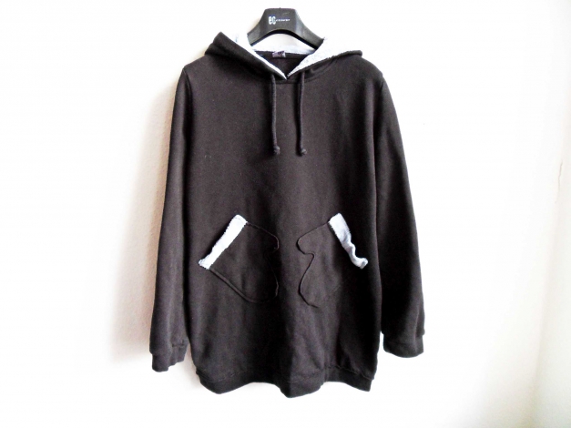 Seltener Pussy Deluxe Pullover Gr. L M 38 40 mit Taschen für die Hände und hellblauem Plüschfutter