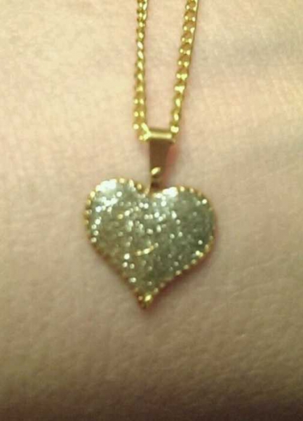 Kette mit Herz vergoldet & Diamantstaub