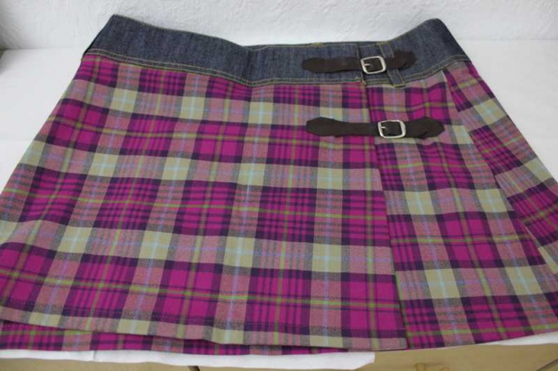 Wickelrock Karos Jeansrock Minirock kariert hüftig XS 34 36 wie neu