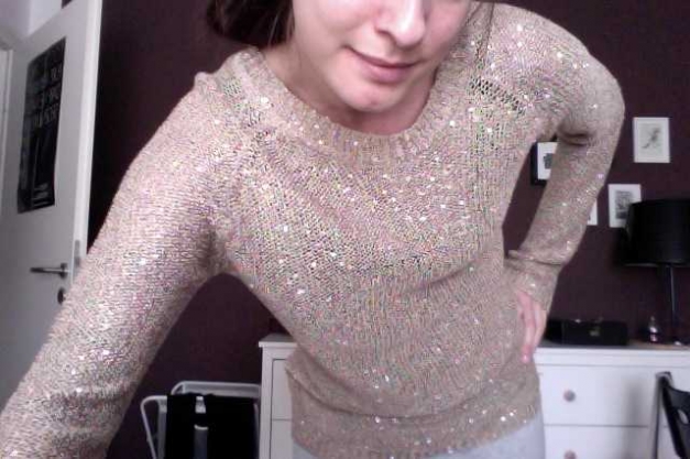 Pullover Mango Strick gold/beige Pailletten