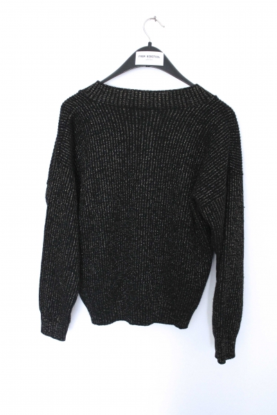 -- Vintage Pullover -- in Gold Schwarz mit Blume Gr. S-M