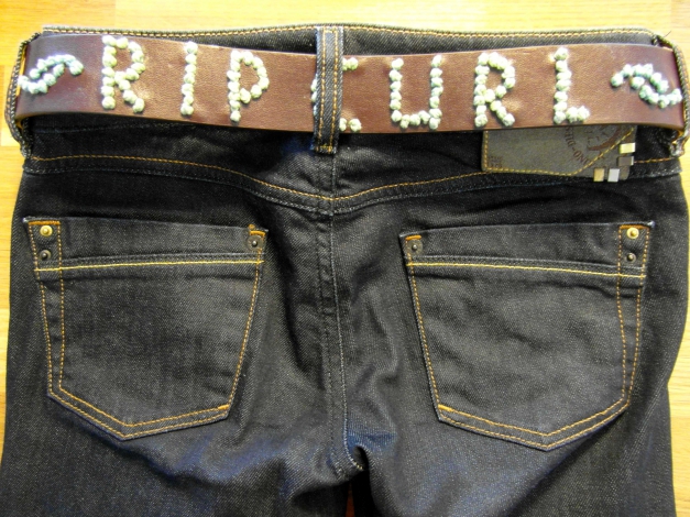 Rip Curl Leder Gürtel braun blau Gr. S