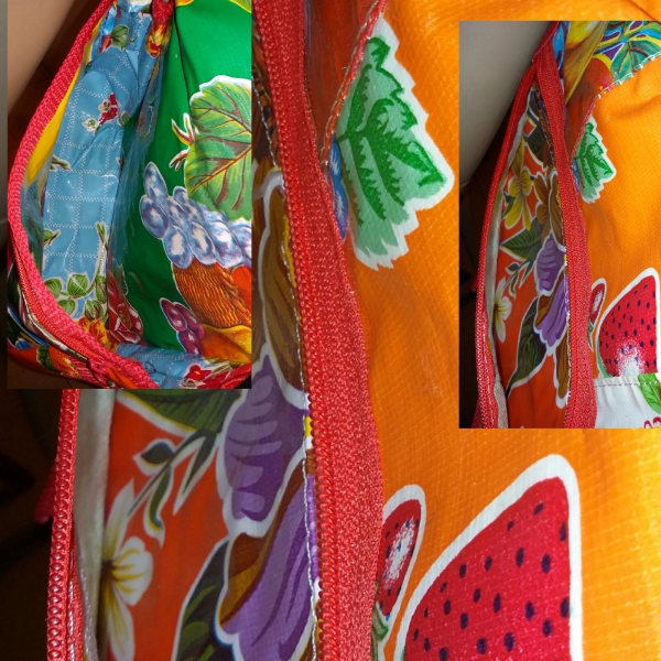 Kunterbunte ,schrille, flippige Wachstuch- Umhänge-Tasche 