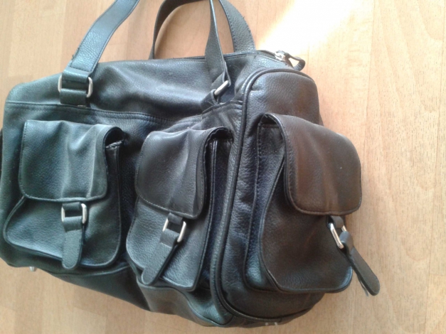 schwarze hochwertige große kunstledertasche shopper