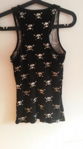 Totenkopf Tanktop mit Glitzersteinen