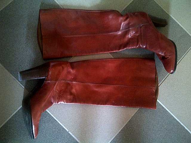 Vintage Original 80er Elastomere Weitschaft Lederboots Gr. 39 rotbraun