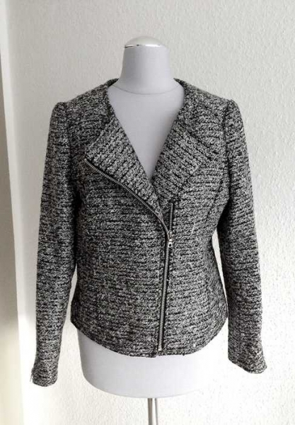 H&M Boucle Blazer 36/38 in Grau Silber Business Jacke Jacket