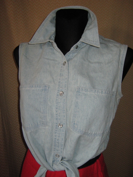 NEUw Ärmellose Hemd- Bluse Corp Top zum Knoten 