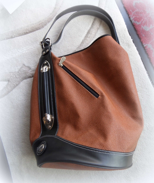 Braun-schwarzer Lederrucksack von David Jones Handtasche Shoppingbag