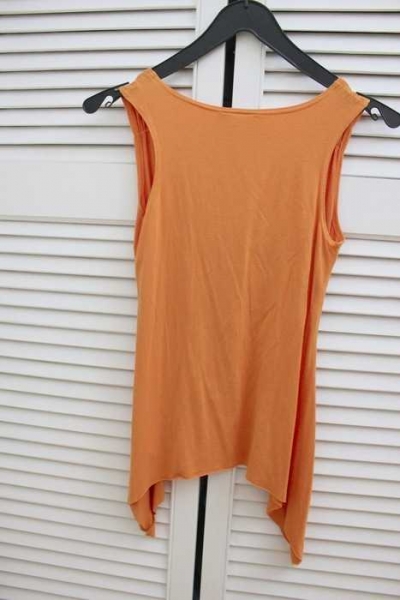 C&A Babydoll Orange Shirt Trägershirt ausgefallen XS S 34 36 tiefes Dekolleté