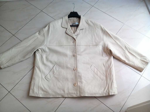 Damen-Lederjacke in creme, sehr weiches Leder, Gr. 44 von AMBIENTE