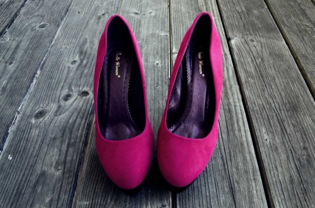 Pink-schwarze High Heels mit 15cm Absatz - Größe 41
