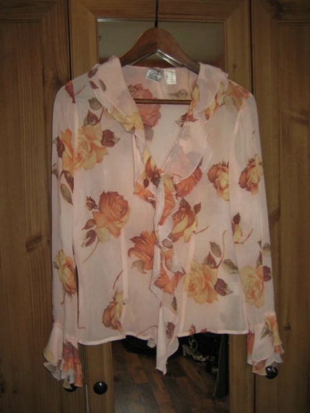 Chiffon Bluse mit Rüschen Gr. 36 / 38