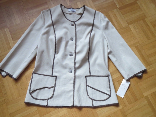 Blazer und Hose, 2-Teiler, Gr.42/44, Leinen, hellbeige, neu