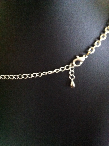 Vintage Statement Kette Silber mit bronzem Stein