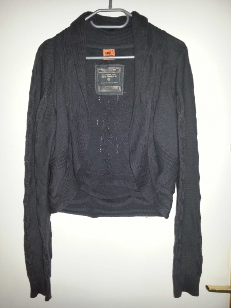 Strickjacke / Bolero mit Zopfmuster wärmend anthrazit Größe 38/40 NEU