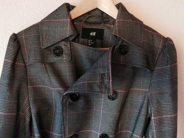 Braun pink karierter Trenchcoat H&M