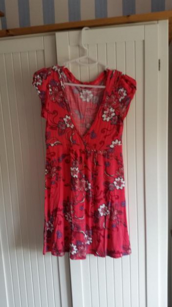 Sommerkleid kurzes Kleid Blumen edc rot bunt S 