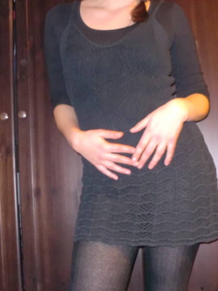 Schwarzes kurzes vintage Häkelkleid