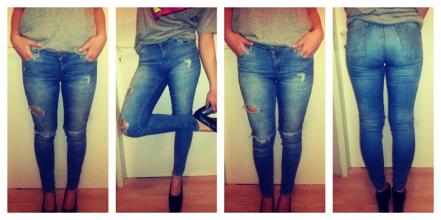 Helle zerrissene Jeans von Zara, Größe 36