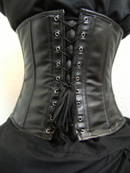 PU Kunstleder Unterbrust Korsett Corsage Lederimitat M schwarz Gothic Steampunk 