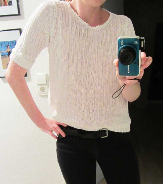 Leinen Pullover Shirt Urban cosy weiß natur S M 36 38 Vintage