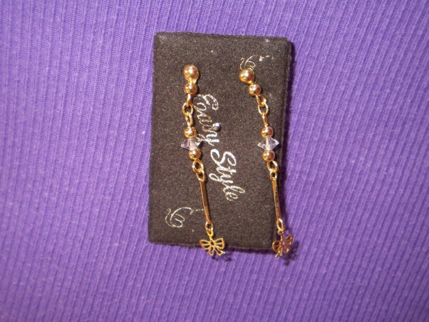 Ohrringe Hänger zierlich golden Schleife